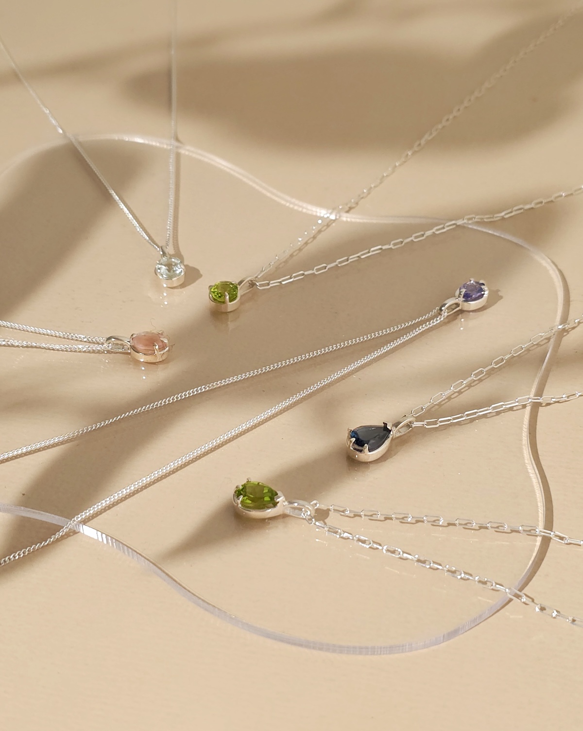 Teardrop Solitaire Stone necklace or Pendant - Silver