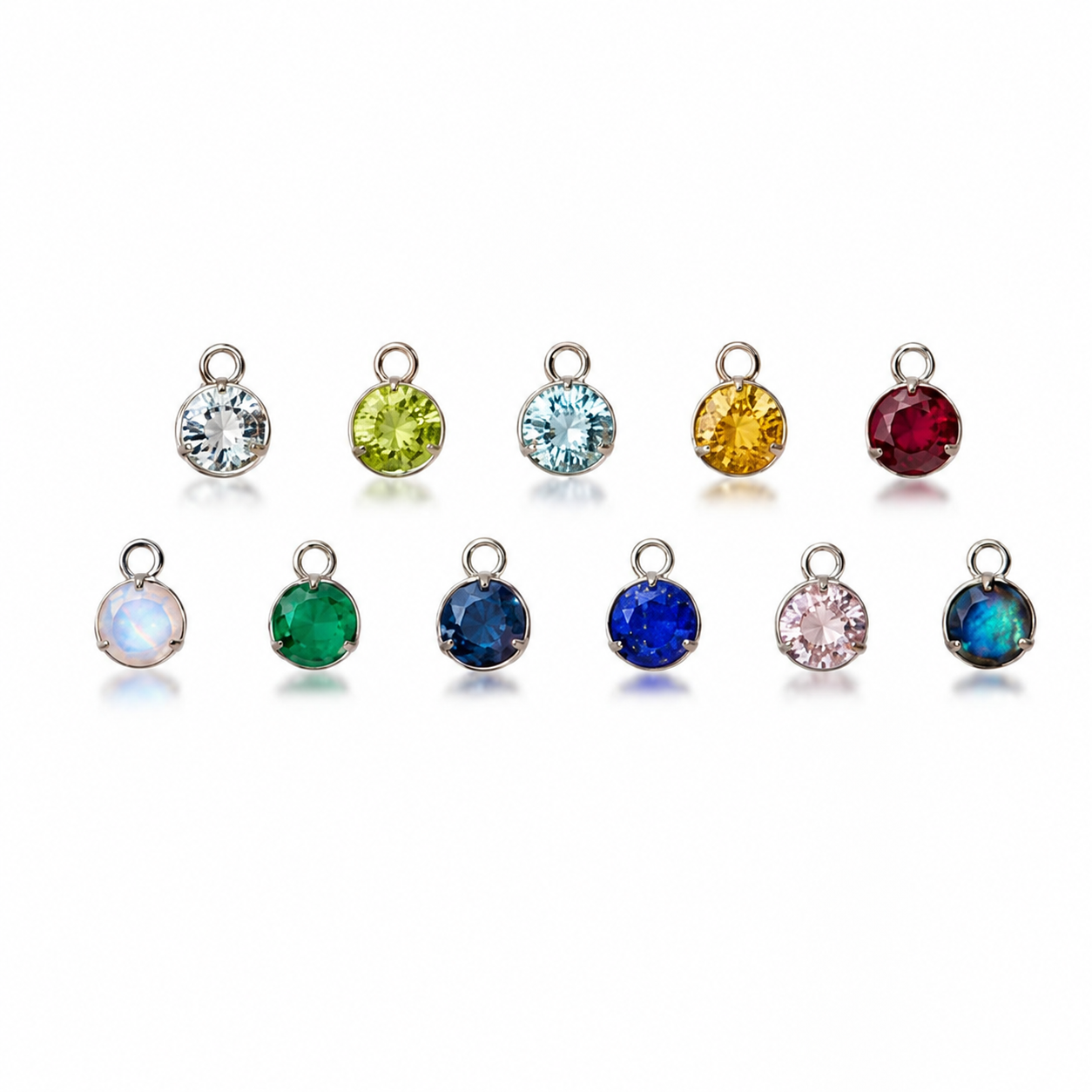 Round Stone Huggies - Silver
