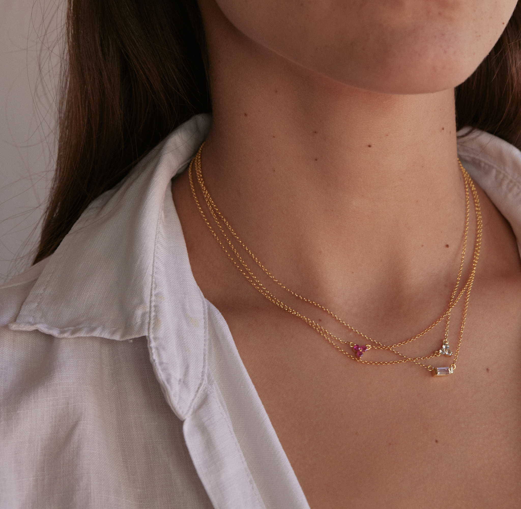 Triangle Stone Necklace - Gold