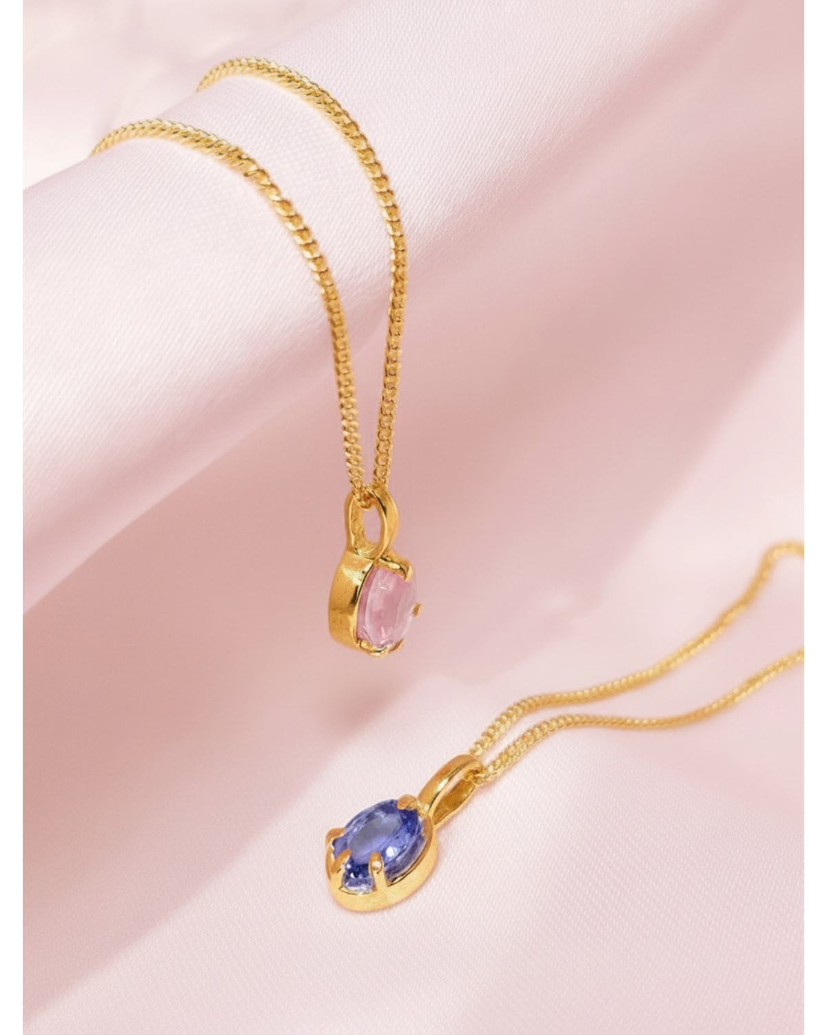 Oval Solitaire Stone Necklace or Pendant - Gold
