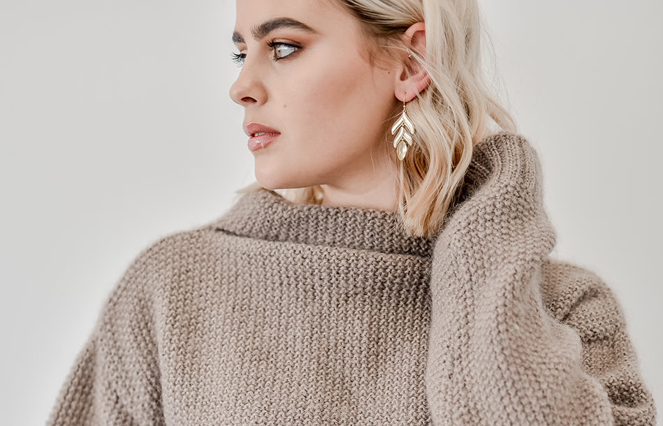 Ash Leaf earring - Silver / Rose Gold
