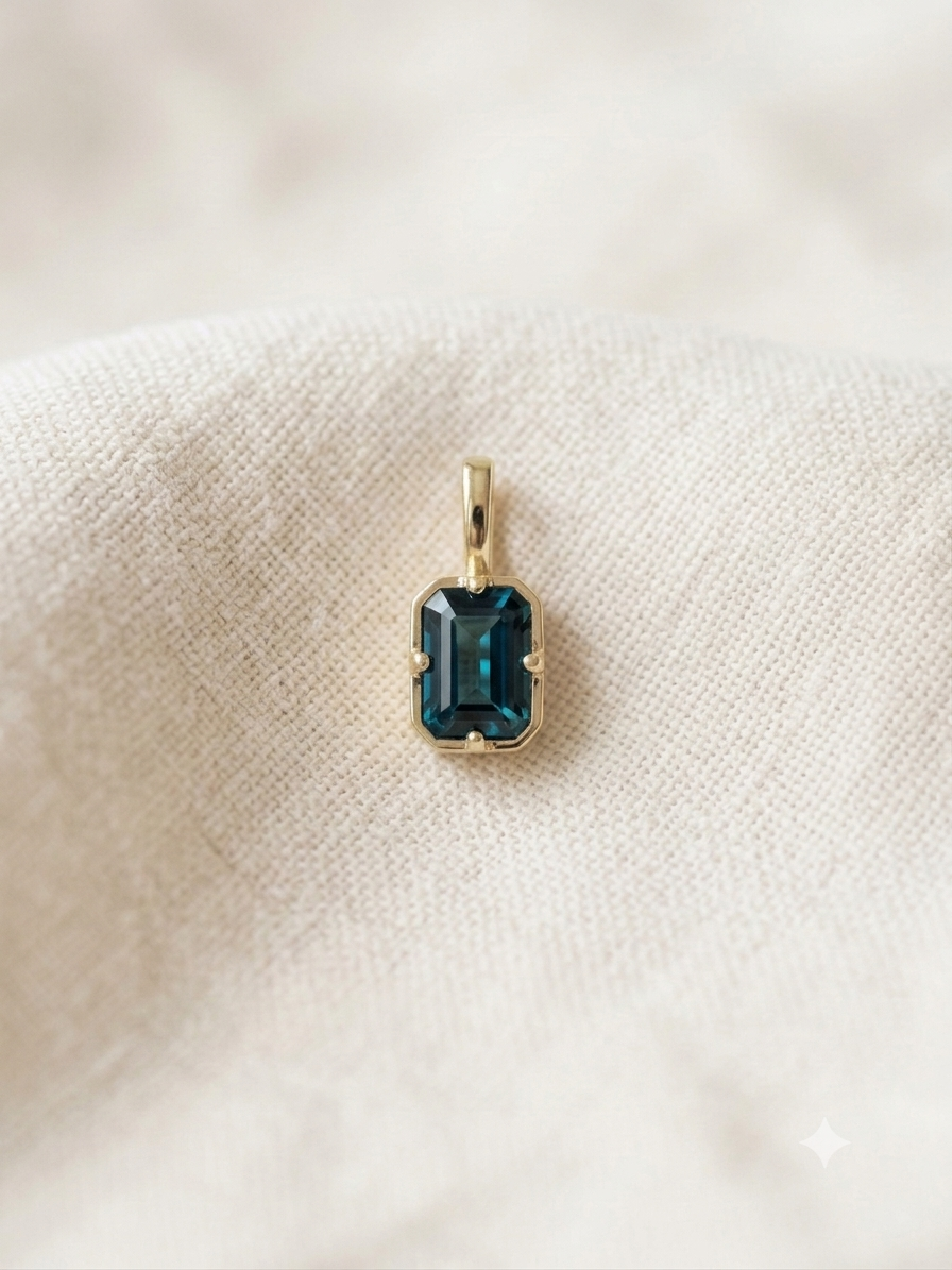 9ct Yellow Gold Solitaire Octagon Pendant - Semi Precious